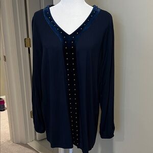 Soft Surroundings Midnight Blue Studded Tunic, NWOT, XL